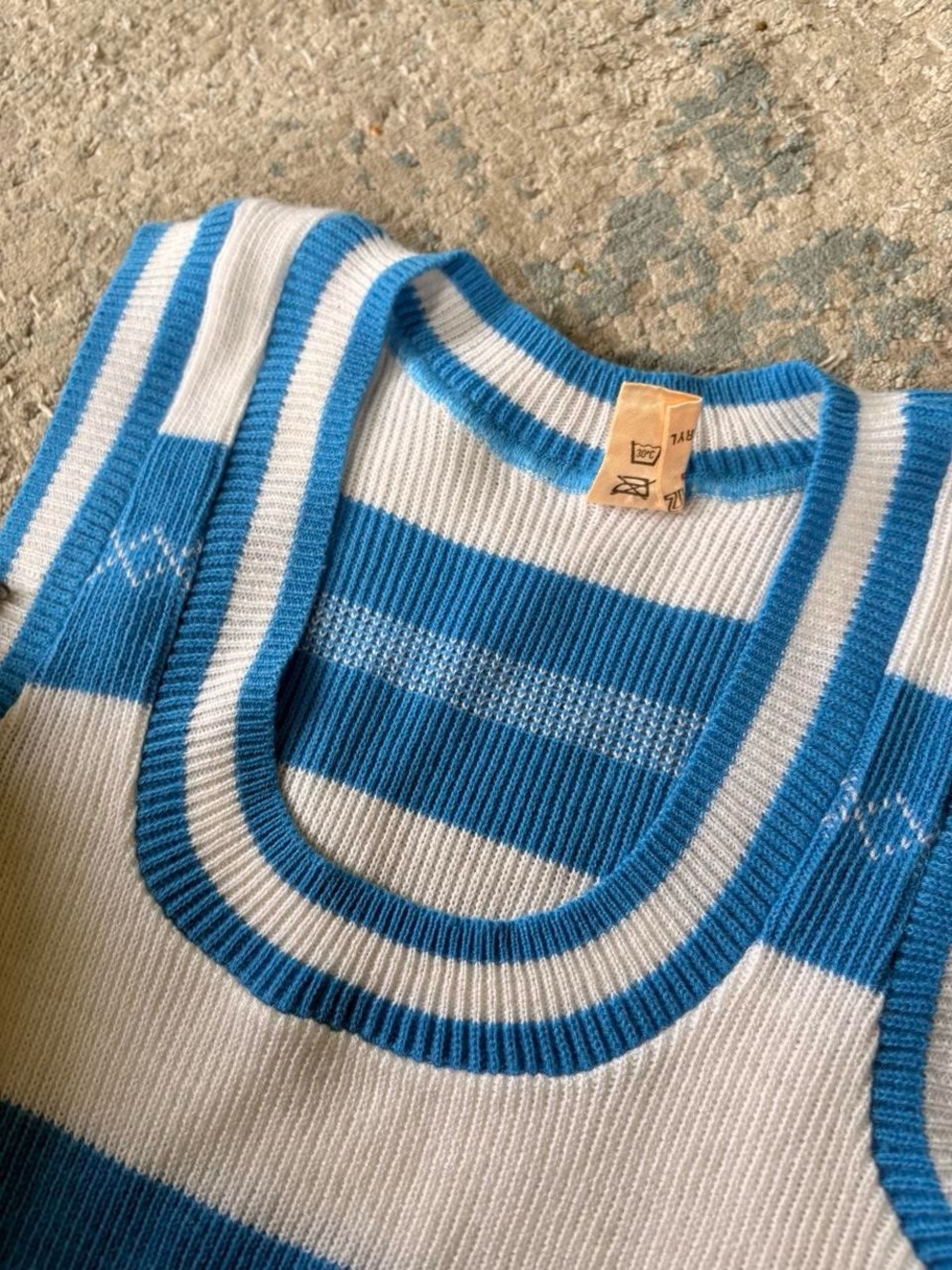 Blue and White Striped Ribbed Tank - Picture 7 of 8